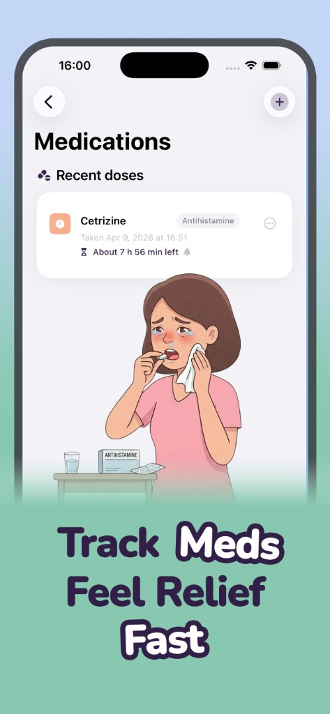 Medication tracking with recent doses and effect timers