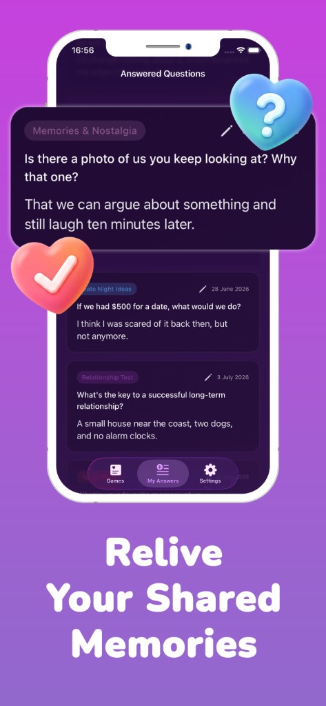Answered questions journal to relive past conversations