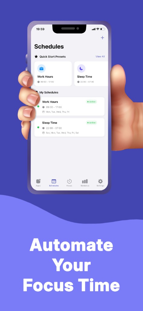 Recurring schedules for work hours and sleep time